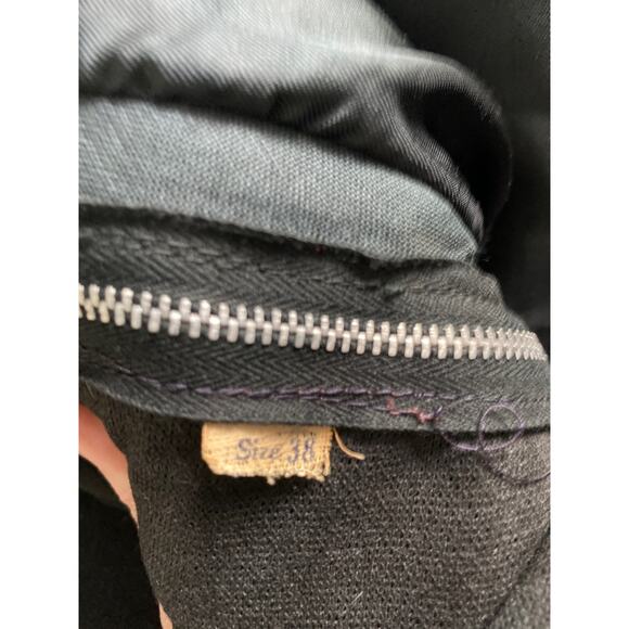 Vintage Lightly Distressed Black Leather Trench Coat Wooden Button Mens Med 38 - Picture 12 of 16